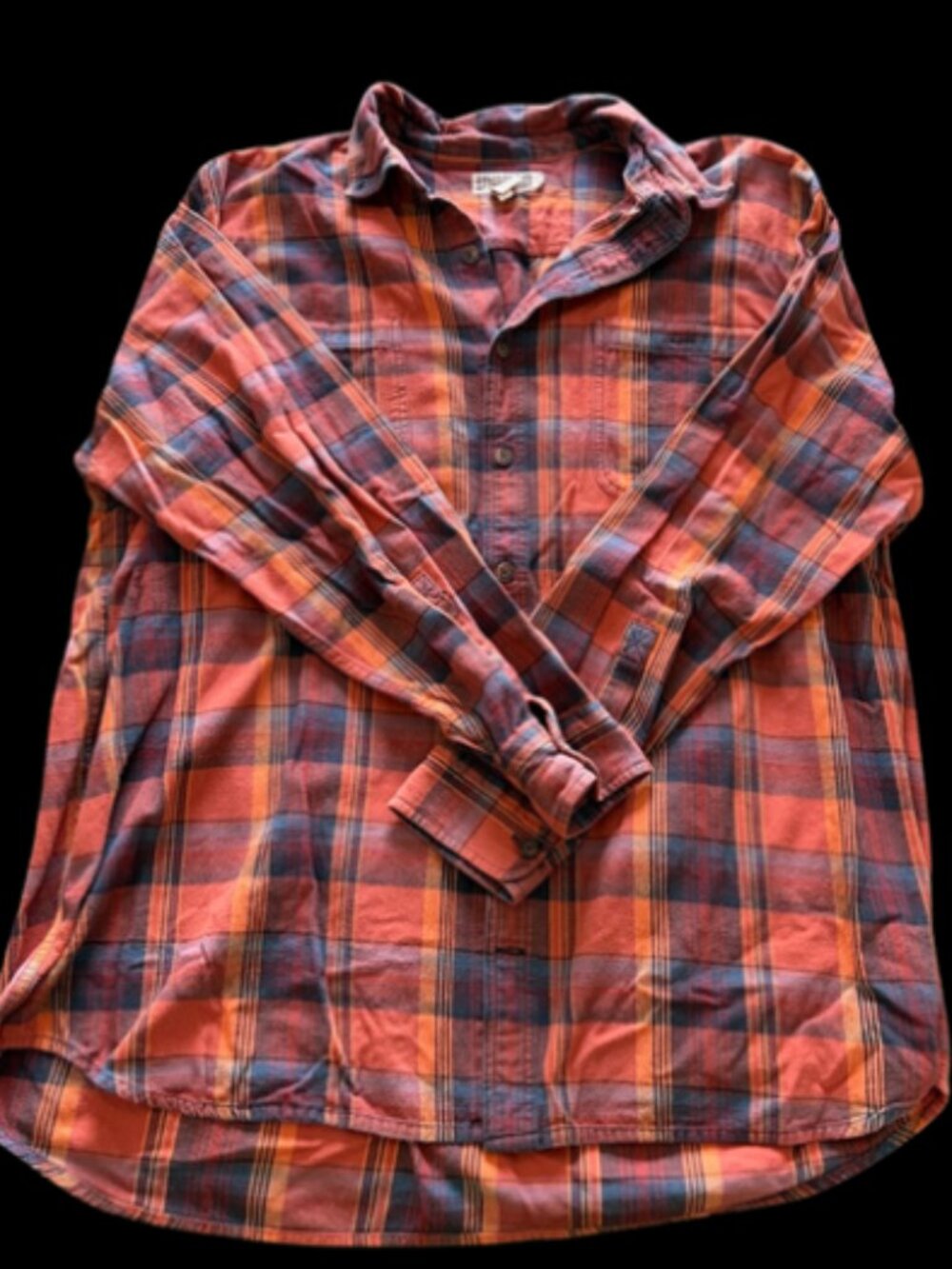 DULUTH TRADING CO Flannel Plaid Button Down Shirt Size 3XL Tall Chest Pockets